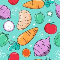 Seamless pattern cute vegetables food isolated on white background. vector