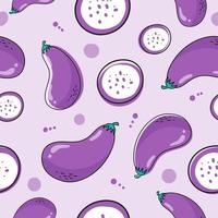 Seamless pattern eggplant isolated on white background vector