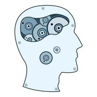 Mechanical Brain head human profile vector