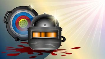 Helmet and frying pan realistic vector