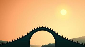 moon bridge Taiwan background vector