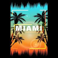 Miami palm trees and sunset vector
