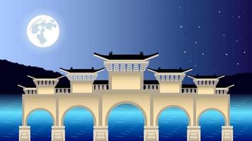 Taiwan gate arch cartoon style vector