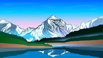 dibujos animados de paisaje de montañas nevadas vector