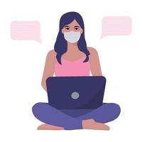 Girl a laptop.  Vector illustration