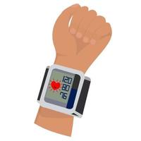 Hypertension concept. Hand with a tonometer. Vector illustration.