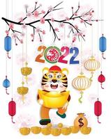 Happy Chinese new year 2022 - year of the Tiger vector