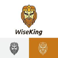 Wise Old Elders Golden Beard King Head Logo vector