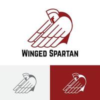 Winged Spartan Man Brave Soldier Guardian Line Logo vector