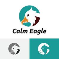 Calm Smiling Eagle Falcon Hawk Head Circle Logo vector