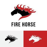 Fire Flame Burning Horse Run Fast Racehorse Logo vector