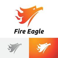 fuego llama águila halcón phoenix pájaro volando logo vector