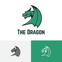 alas de dragón verde legendario animal esport juego logo vector