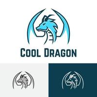 Blue Cool Ice Dragon Esport Game Logo Symbol vector