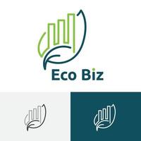 Eco Green Leaf Investing Business Financial Bar Chart Logo vector