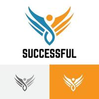 Successful Work Business Freedom Bird Wings Logo vector