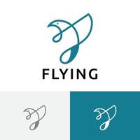 Flying Little Bird Wing Dove Pigeon Hummingbird Colibri Line Logo vector