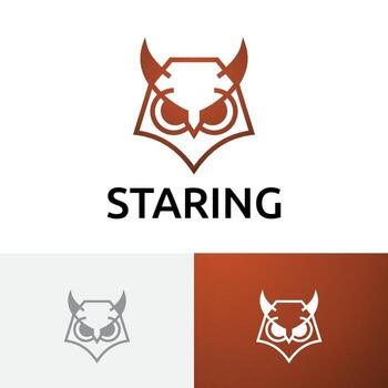 Staring Owl Eyes Focus Line Abstract Logo vector