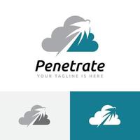 Swallow Bird Fly High Penetrate Cloud Internet Technology Logo vector