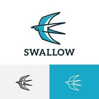 Swallow Bird Wings Flying to Sky Simple Line Logo vector