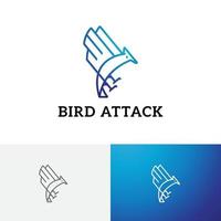 Eagle Hawk Falcon Bird Attack Pounce Prey Line Logo vector