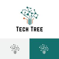 tecnología árbol ciencia inteligente circuito cerebral logotipo moderno vector