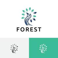 retorcido árbol bosque naturaleza hojas ecología simple logo vector