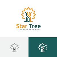 estrella árbol bosque naturaleza línea simple logotipo de empresa vector