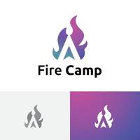 Camp Fire Flame Bonfire Nature Adventure Simple Logo vector