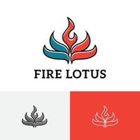 Fire Flame Lotus Water Plant Flower Nature Logo vector