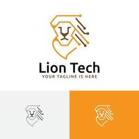 Lion Head Technology Computer Internet Circuit Logo vector