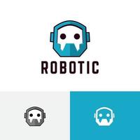 robot trabajador automático tecnología informática logotipo de dibujos animados lindo vector