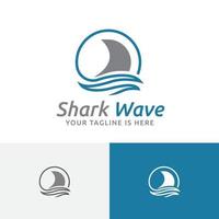 Shark Fin Fish Wave Ocean Wildlife Circle Logo vector