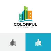 Water Colorful City Building Real Estate Realty Logo vector