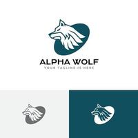 líder fuerte cabeza de lobo alfa logotipo de fauna salvaje vector