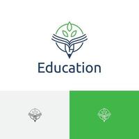 Leaf Pencil Book School Course Study Education Nature Logo vector