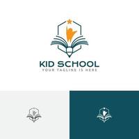 Kid Reach Star Book Happy School Study Education Logo vector