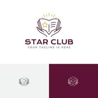 Star Book Achievement Hands School Course Study Education Line Logo vector