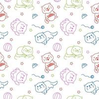 Fun Fat Cat Playing Eating Seamless Pattern Texture Background vector