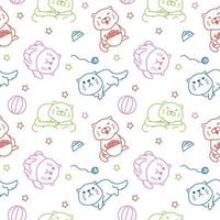 Fun Fat Cat Playing Eating Seamless Pattern Texture Background vector