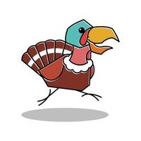 Running Dancing Turkey Bird Rooster Farm Thanksgiving Character vector