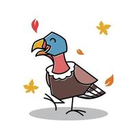 bailando pavo pájaro hembra otoño otoño acción de gracias personaje dibujos animados vector