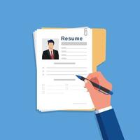 Resume writing concept, businessman new career path illustration vector