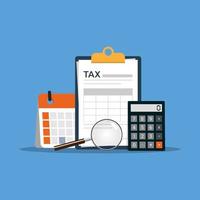 Concept tax payment. Data analysis and calculation of tax return vector