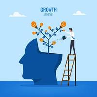 growth mindset concept, businessman watering head symbol vector