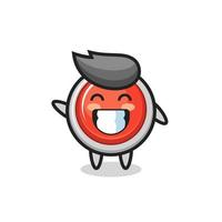 emergency panic button cartoon character doing wave hand gesture vector