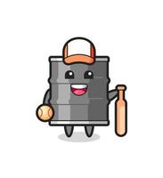 Cartoon character of oil drum as a baseball player vector