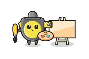 Illustration of tape measure mascot as a painter vector