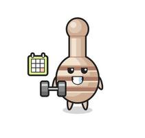 honey dipper mascot cartoon doing fitness with dumbbell vector