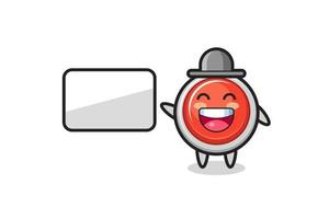 emergency panic button cartoon illustration doing a presentation vector